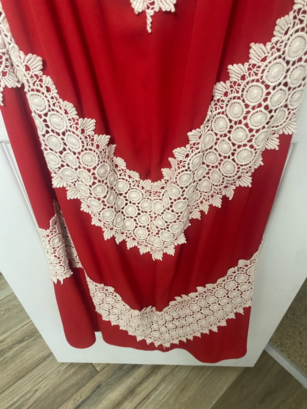 Judith March Bright Red Elastic Waist Off-Shoulder Top-Strapless Dress - Picture 5 of 10